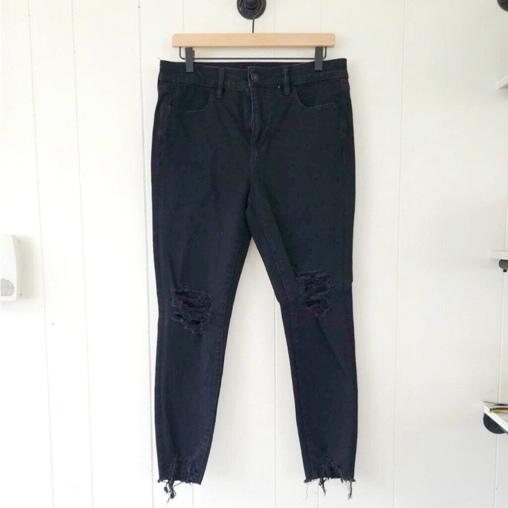 American Eagle Jeans Jeggings Womens 12 Black Short High Waisted Skinny